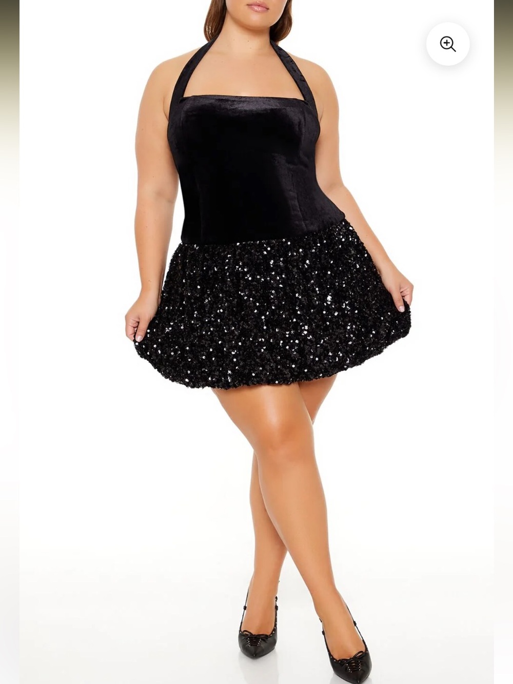 NEW Forever 21 Sequin Halter Bubble Hem Mini Dress Y2K Plus Size Formal 2X
